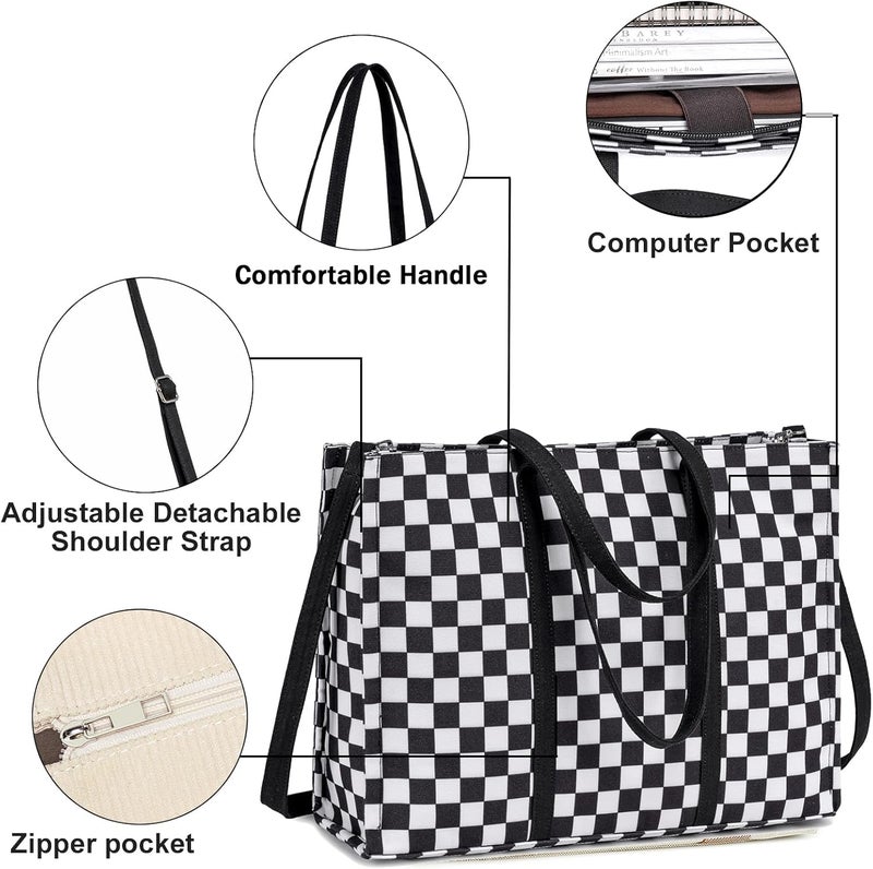 BTOOP Laptop Tote Bag for Women Work 15.6 inch Canvas Shoulder Bags Computer Messenger Purse Teacher Handbag Office Briefcase - Image 4